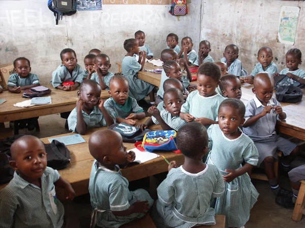 KENYA, MOMBASA - JANUARY 11: Small schoolboys and schoolgirls in