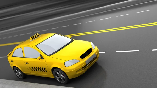 Taxi car driving high speed