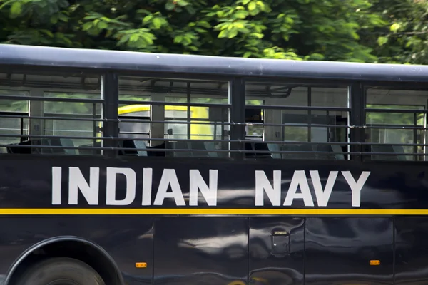 Indian navy writing on a bus