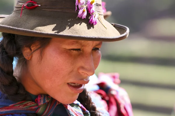 Unidentified woman at Inca citadel