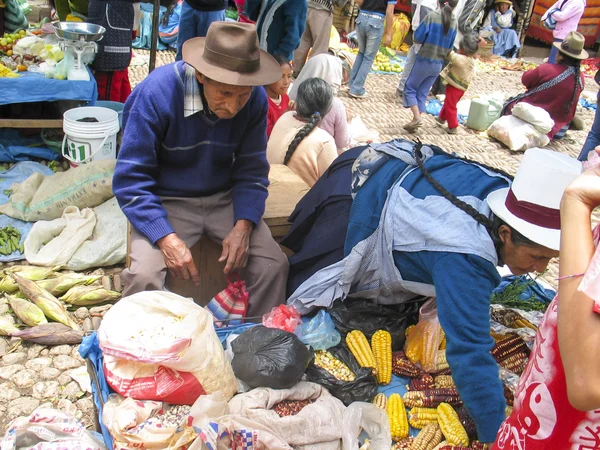 Unidentified people at the market in Pisac