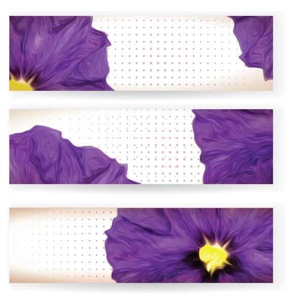 Set of banners with purple flowers and dots