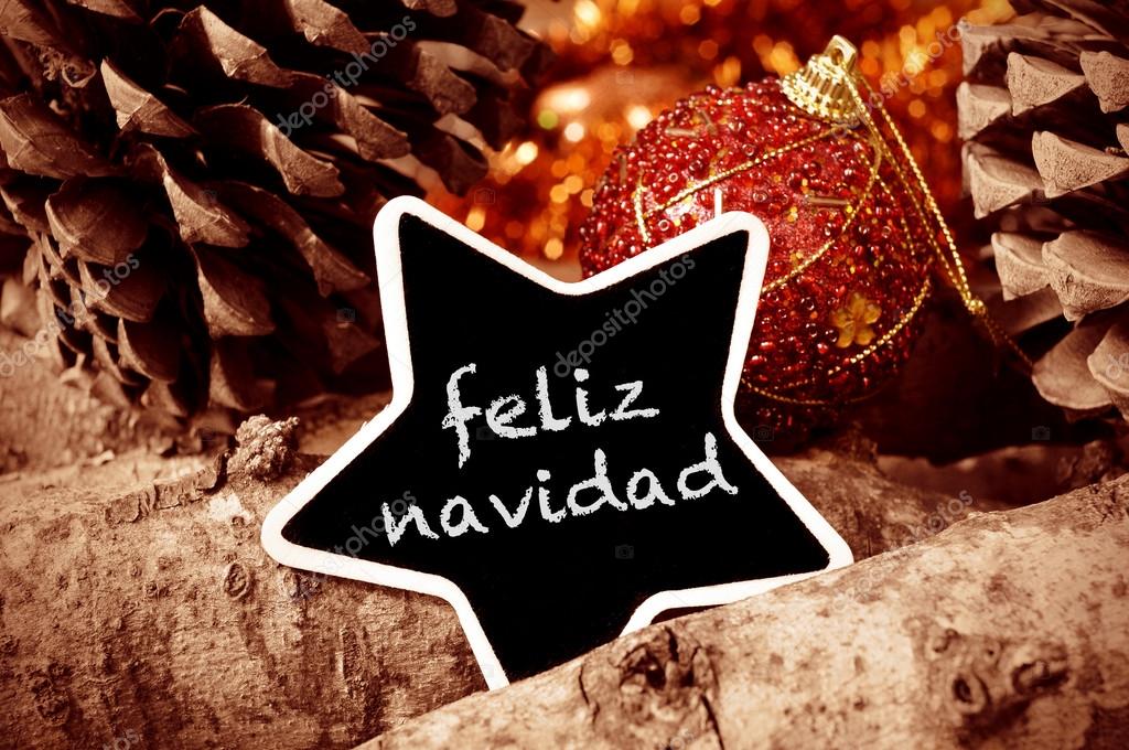 Feliz navidad, joyeux Noël en espagnol — Photographie nito103 © 58381645