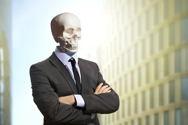 Skeleton in business suit
