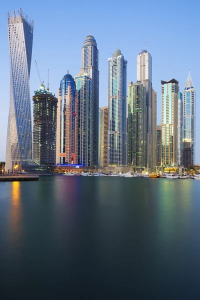 Vertical view of kyscrapers in Dubai