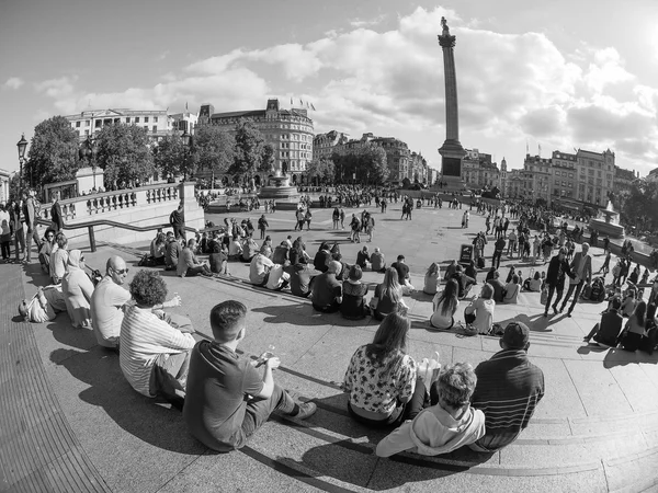 Trafalgar Square in London in black and white