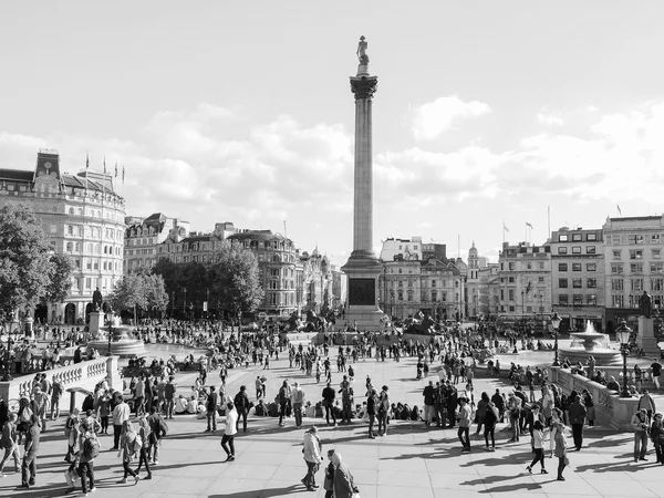 Trafalgar Square in London in black and white