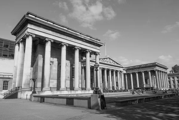 Tourists at British Museum in London in black and white