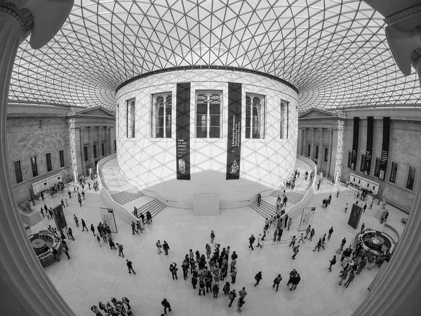Great Court at the British Museum in London in black and white