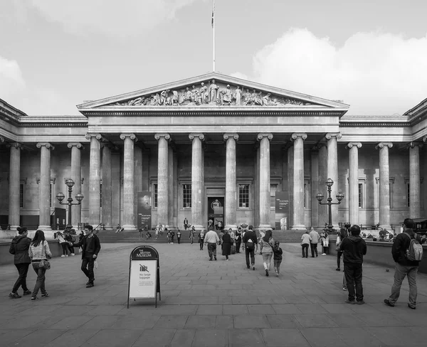 Tourists at British Museum in London in black and white