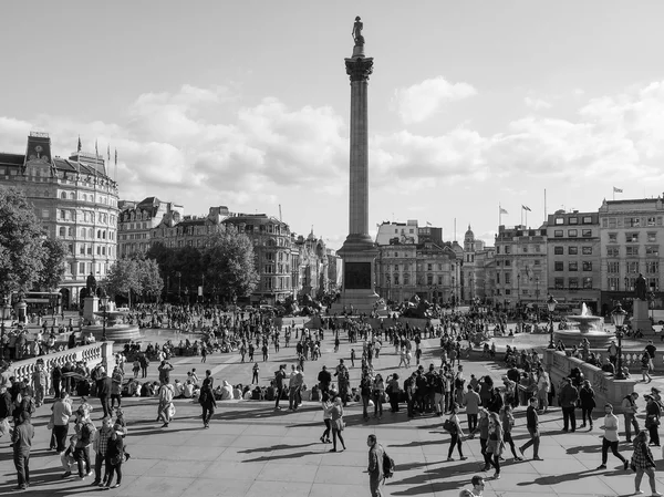 Trafalgar Square in London in black and white