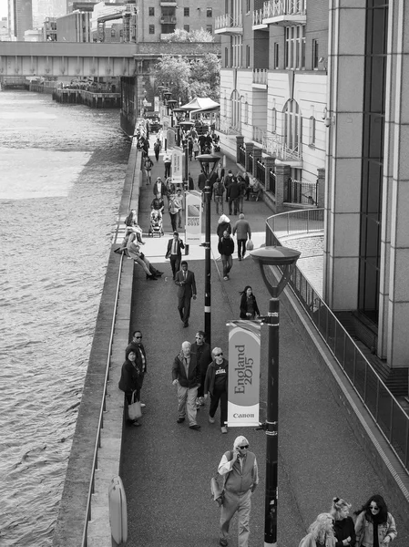 Thames South Bank in London in black and white