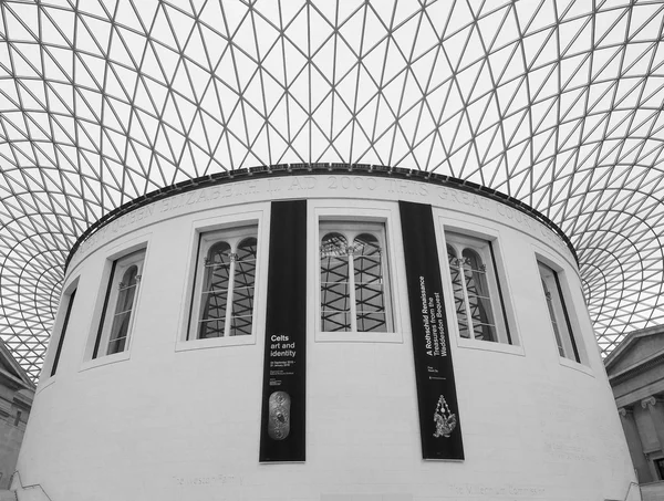 Great Court at the British Museum in London in black and white