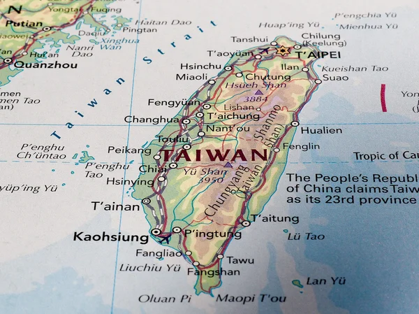 Map of Taiwan with selective focus