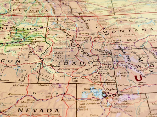 Map of the Idaho state with selective focus