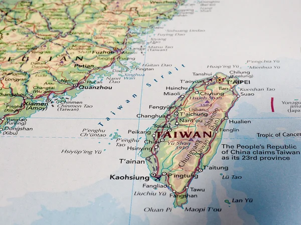 Map of Taiwan with selective focus