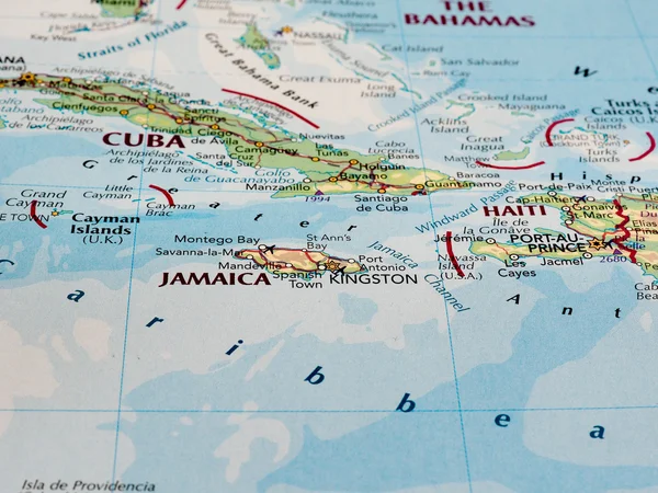 Map of Jamaica with selective focus