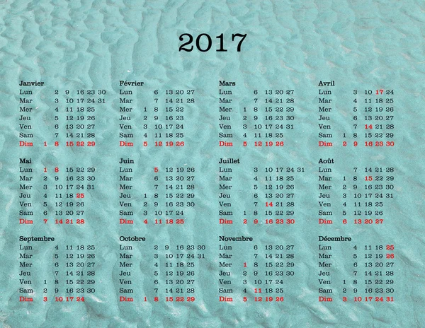 Year 2017 calendar - France with sea background