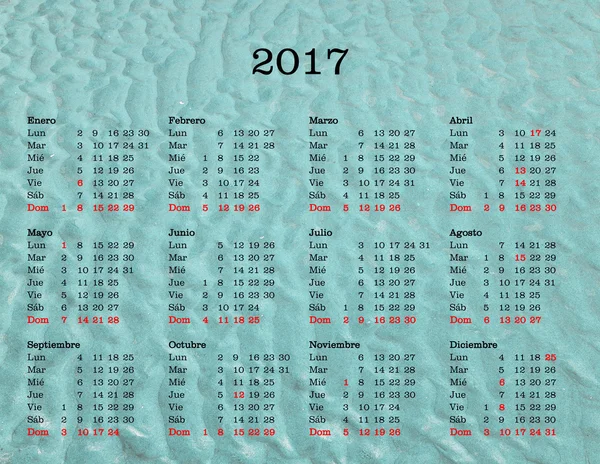 Year 2017 calendar - Spain with sea background