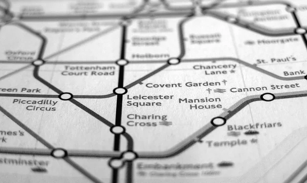 Black and white Tube map of London underground