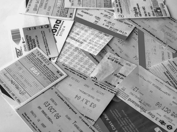 Black and white Public transport tickets