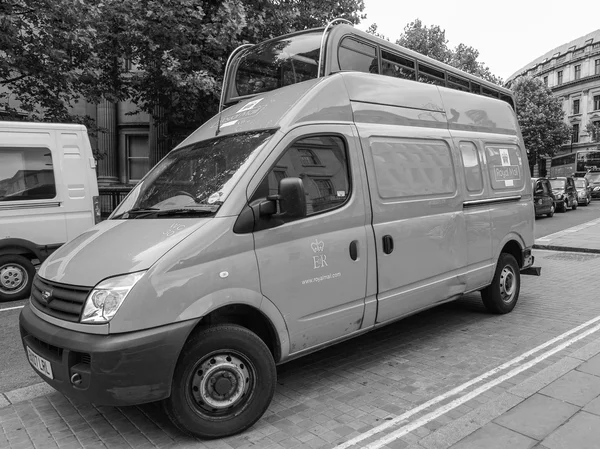 Black and white Royal Mail van in London