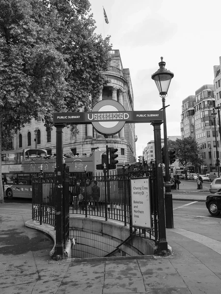 Black and white London Underground station