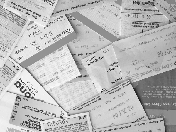 Black and white Public transport tickets