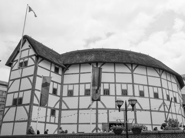 Black and white Globe Theatre in London