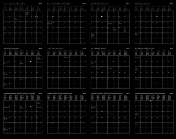 Calendar of year 2016