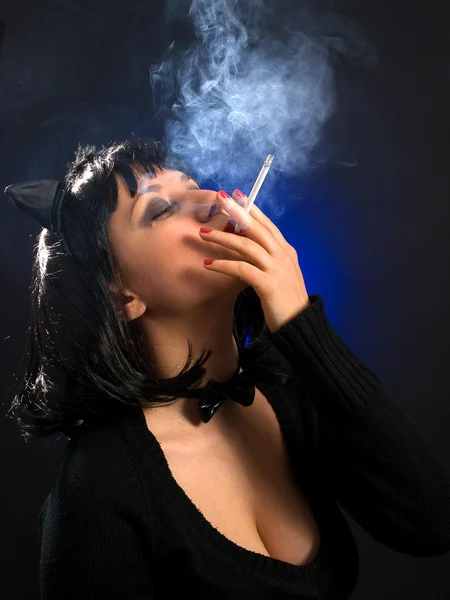 Cat-woman smoking