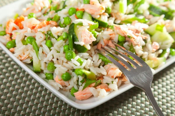 Rice salad with salmon