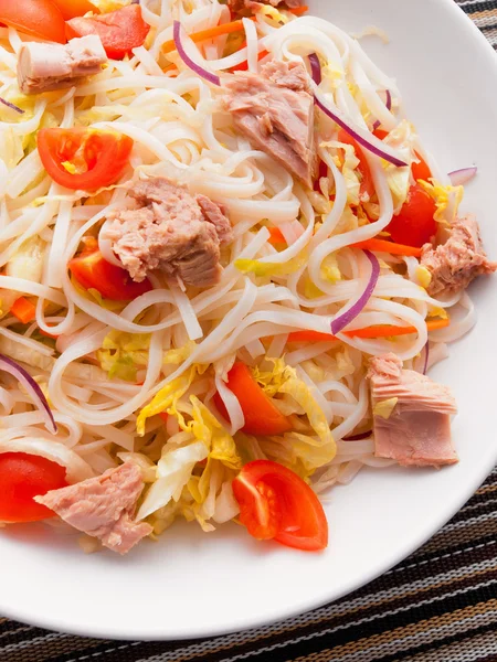 Rice noodle salad with tuna fish