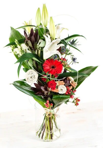 Bouquet for men with flowers on a white background