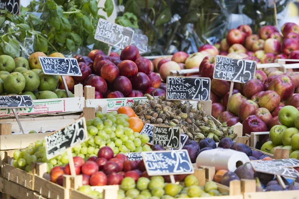 Fresh fruits on a farm market in Copenhagen, Denmark.