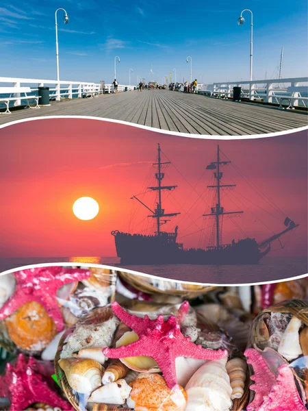 Collage of Sopot - Baltic sea (Poland) images - travel backgroun