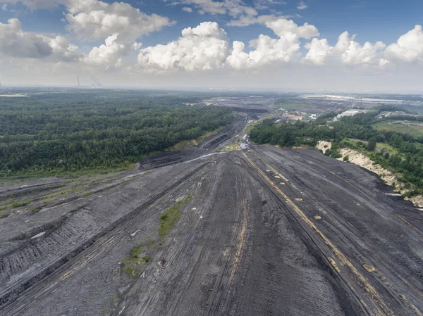 Coal mine in south of Poland. Destroyed land. View from above.