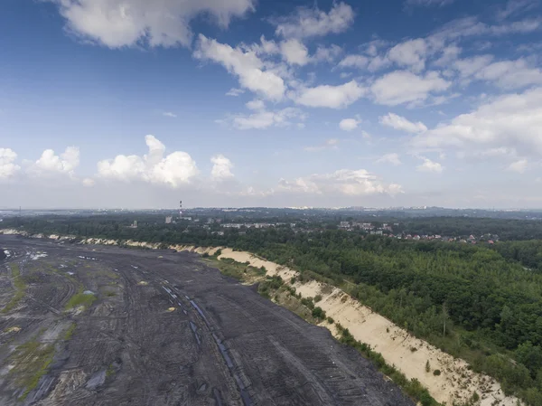 Coal mine in south of Poland. Destroyed land. View from above.