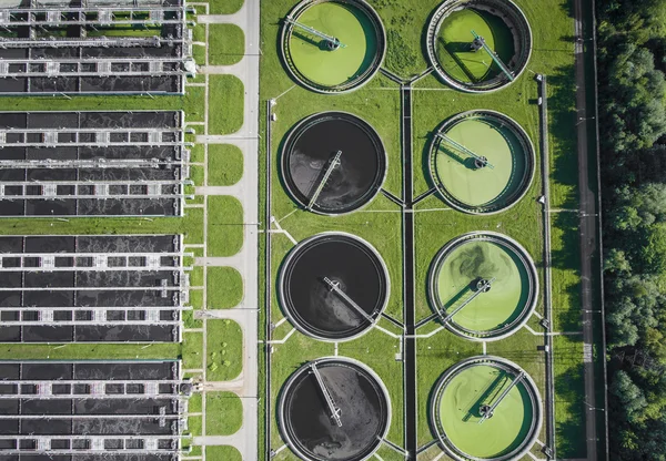Aerial view of sewage treatment plant in Poland.