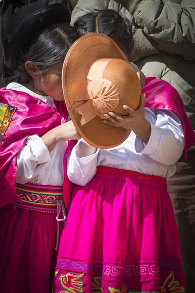 Puno, Peru - August 20, 2016: Native people from peruvian city d