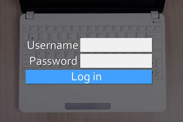 Internet concept - login box and laptop keyboard