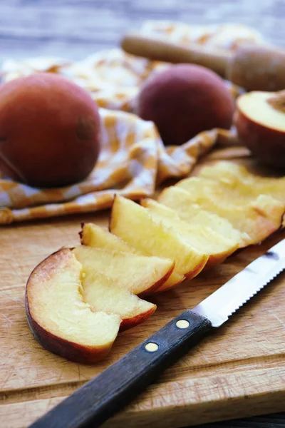 Ripe sliced peaches