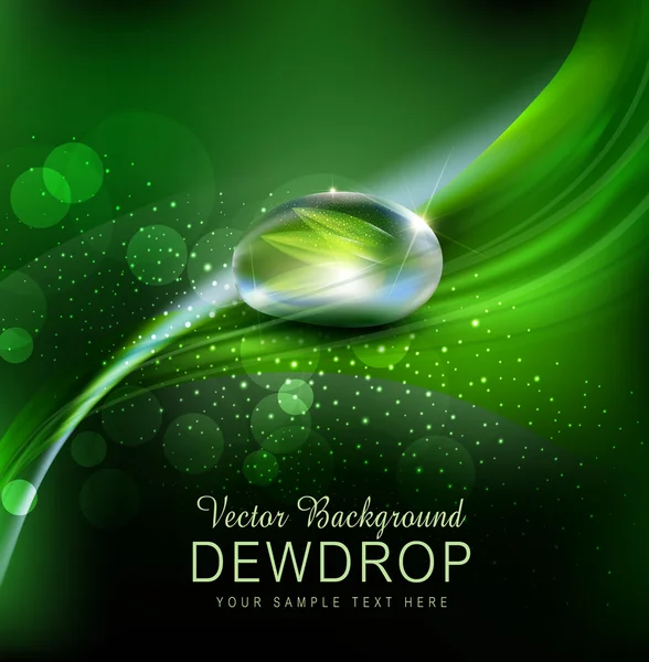 Background with leaves and dew drops