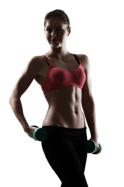 Sport woman doing exercise with dumbbells