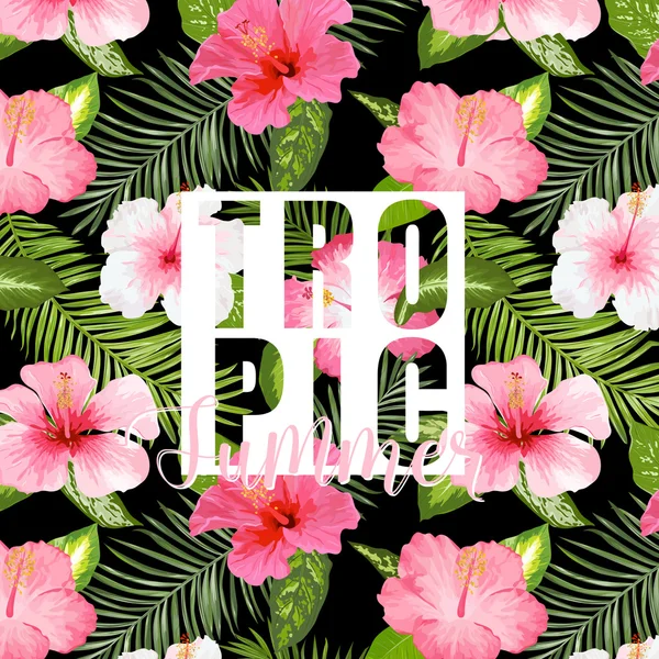 Tropical Palm. Tropical Flowers. Exotic floral background. Vector Background. Exotic Graphic Background. Tropical Banner.