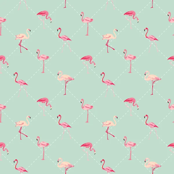 Flamingo Bird Background - Retro seamless pattern in vector