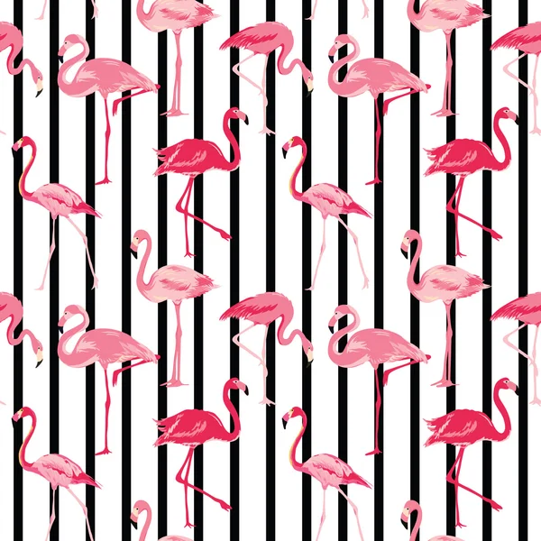 Flamingo Bird Background - Retro seamless pattern in vector