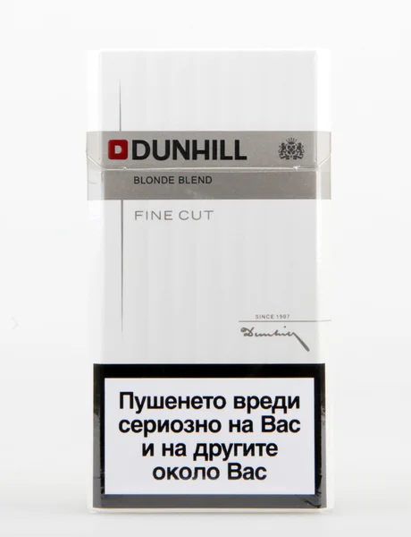 AYTOS, BULGARIA - JUNE 07, 2016: Pack of Dunhill cigarettes. Dunhill cigarettes are a luxury brand of cigarettes made by the British American Tobacco company.