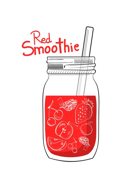 Hand drawn red smoothie jar