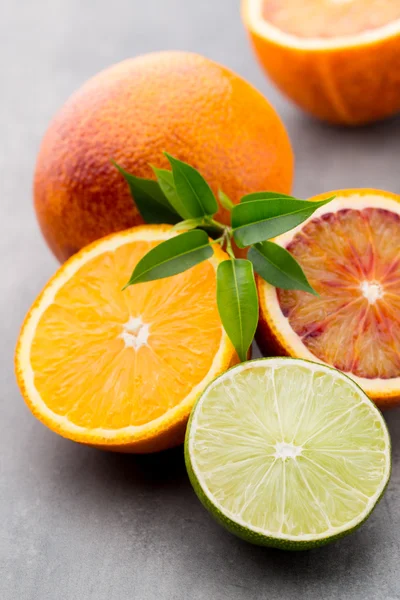 Bloody Sicilian oranges and figs. Shallow depth of field.